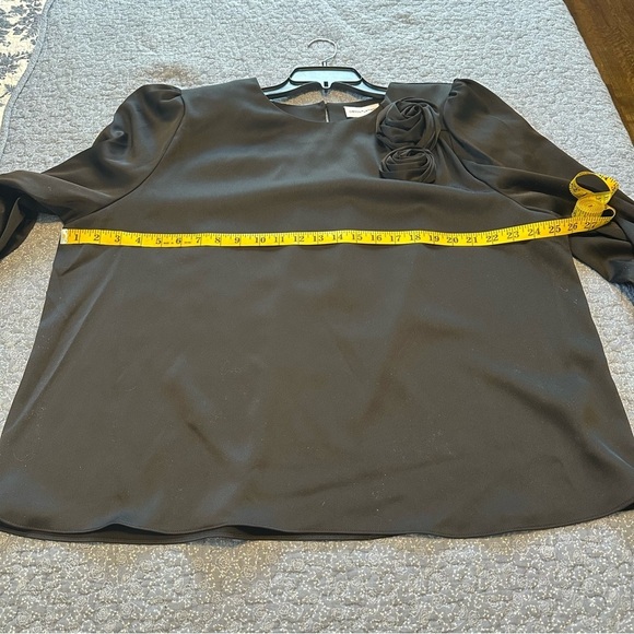 Gibson Latimer Shirt Black Feminine Romantic Rosettes & Covered Buttons Size XXL - Picture 10 of 12